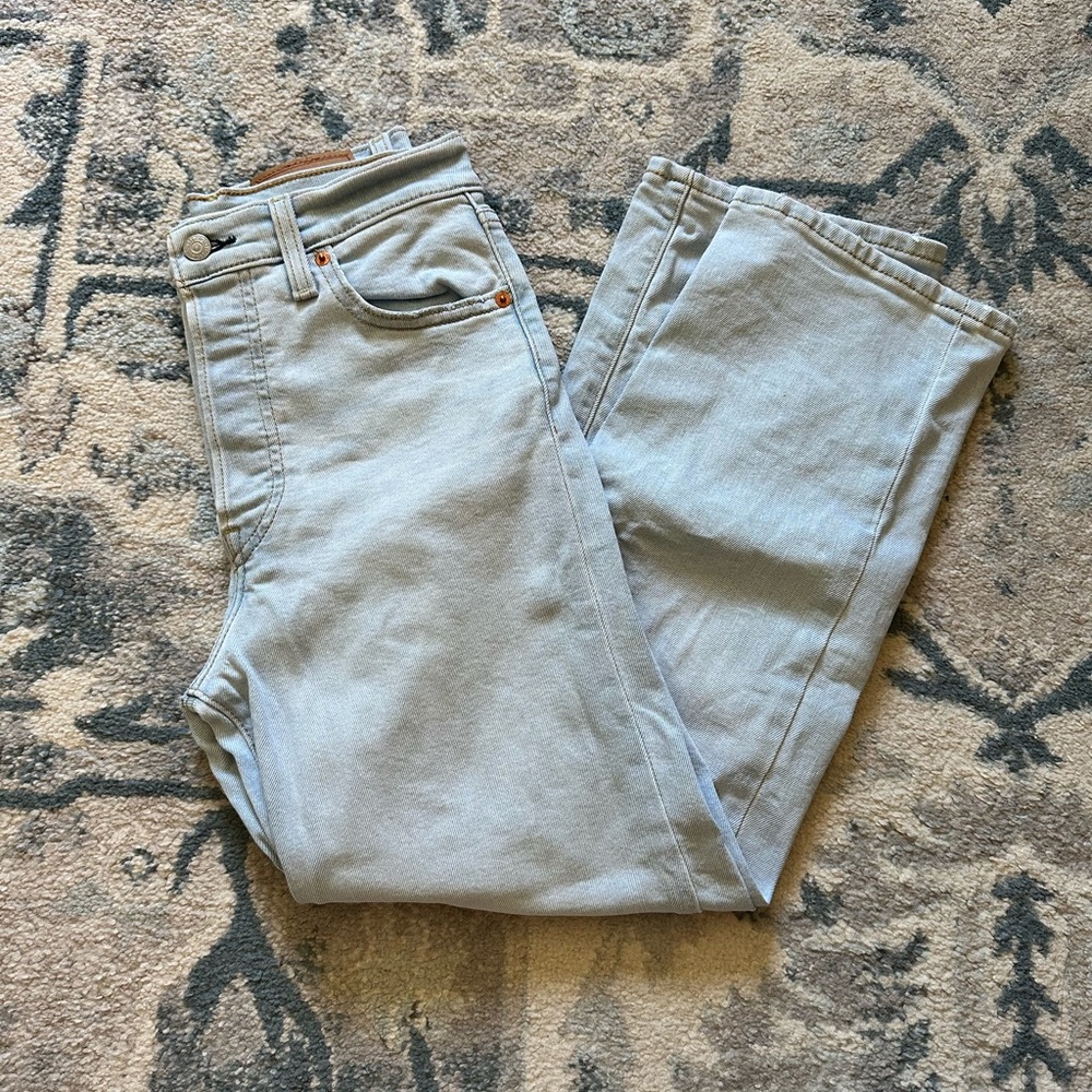 LEVI'S Ribcage Fall Storm Light Wash Stretch
Denim Straight Ankle Jeans, Size 26